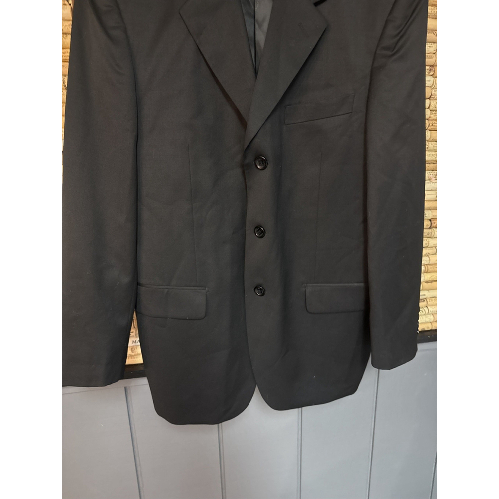 Richard Harris Sport Jacket Black Wool Blend 2- Button Flap Pockets Lined Sz 42R - Picture 4 of 6